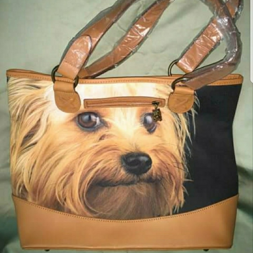SUPER CUTE Yorkie Print Shoulder Bag
